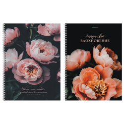 Тетрадь А4, 120 л., BRAUBERG, гребень, клетка, глянцевый лак, "Цветы", 405645