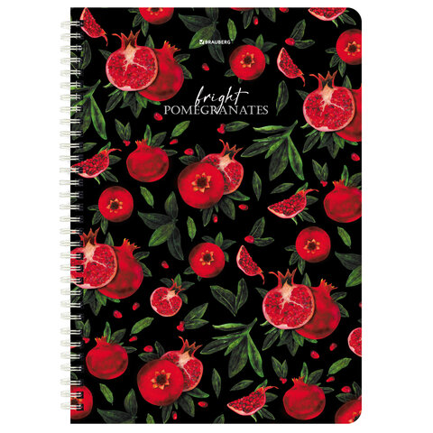 Тетради КОМПЛЕКТ 2 шт., А4, 96 л., BRAUBERG гребень, клетка, глянцевый лак, "Гранаты", 404389