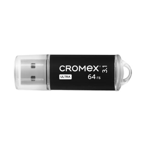 Флеш-диск 64 GB, CROMEX (КРОМЕКС) Ultra USB 3.1, металлический корпус, черный, 514164