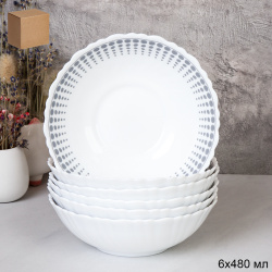 Набор суповых тарелок 6 штук 480 мл 155 мм / TW-60 (7066) /уп 12/ Точки