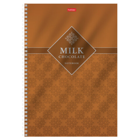 Тетрадь А4 96л. HATBER гребень, клетка, металлизирован.картон, выбороч.лак, Chocolate (микс), 083451, 96Т4мтлВ1гр