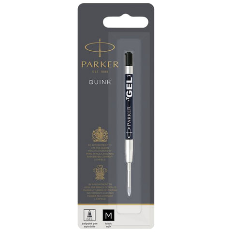 Стержень гелевый PARKER "Quink Gel", металлический, 98 мм, узел 0,7 мм, блистер, черный, 1950344