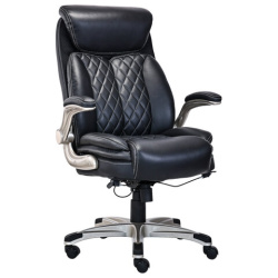 Кресло HAWASAN "Target EX-567", откидные подлокотники, рециклированная кожа, черное, 532974