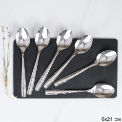 Ложка столовая 6 штук Серебро Бамбук / MJ-601W /уп 100/ 0,03