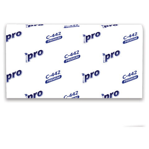 Полотенца бумажные 200 шт, PROtissue (H2) PREMIUM, 2-сл. белые, КОМПЛЕКТ 21 пач, 24х21,5,Z-слож,С442