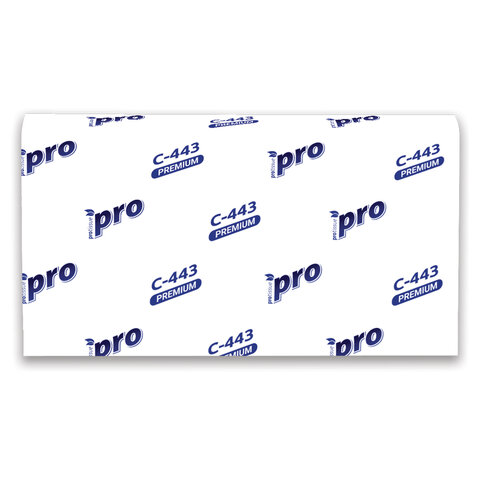 Полотенца бумажные 190 шт, PROtissue (H2) PREMIUM, 2-сл, белые, КОМПЛЕКТ 21 пач, 24х21,5,Z-слож,С443