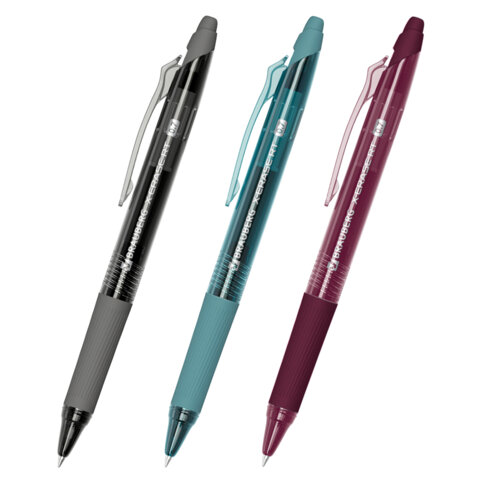 Ручки гелевые стираемые автоматические BRAUBERG "X-ERASE RT MORANDI COLOR", СИНИЕ, НАБОР 3 ШТ., пишущий узел 0,7 мм, линия 0,5 мм, 144427