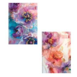 Тетрадь А4 96л. HATBER гребень, клетка, матовая ламинация, 3D фольга, Цветочные сны (микс), 088814, 96Т4лофВ1гр