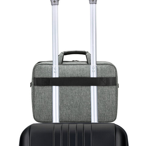 Сумка портфель BRAUBERG OFFICE с отделением для ноутбука 17,3", светло-серый меланж, 34х44х6 см, 272613