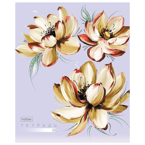 Тетрадь А5 96л. HATBER скоба, клетка, тиснение, Красочные лепестки (микс в спайке), 0, 96Т5тВ1