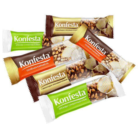 Конфеты KONFESTA ассорти (соленая карамель, шоколадно-ореховая, орехово-сливочная), 1100 г