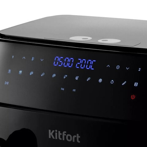 Аэрогриль KITFORT КТ-2250, 1750 Вт, 2х4,5 л, 12 программ, таймер, сенсорное управление, черный