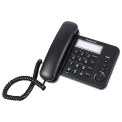 Телефон PANASONIC KX-TS2352RUB, черный, память 3 номера, повторный набор, тональный / импульсный режим, индикатор вызова