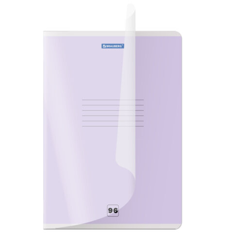 Тетрадь пластиковая обложка (прозрачная) А4, 96 листов, скоба, клетка, BRAUBERG "Smart Cover", АССОРТИ (микс в спайке), 405042