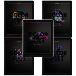 Тетради ДЭК А5 48 л. КОМПЛЕКТ 5 шт. BRAUBERG скоба, клетка, матовая ламинация, выборочный лак, MAJESTIC BLACK, 404953