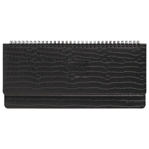 Планинг датированный 2026 305х140 мм BRAUBERG "Comodo", под кожу, черный, 117223