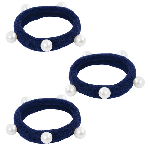 Резинки для волос НАБОР 3 шт., мягкие, средние, с бусинами, АССОРТИ, MONTE VITA, 457052