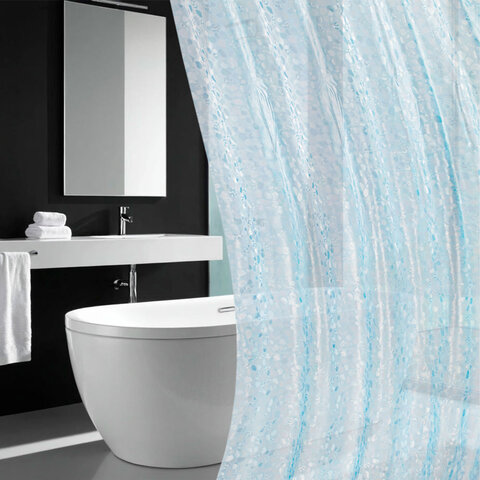 Шторка для ванной EVA, 180х200 см, кольца в комплекте, СИНЯЯ ЛЕДЯНАЯ СВЕЖЕСТЬ, PRIMILA (ПРИМИЛА), 700100