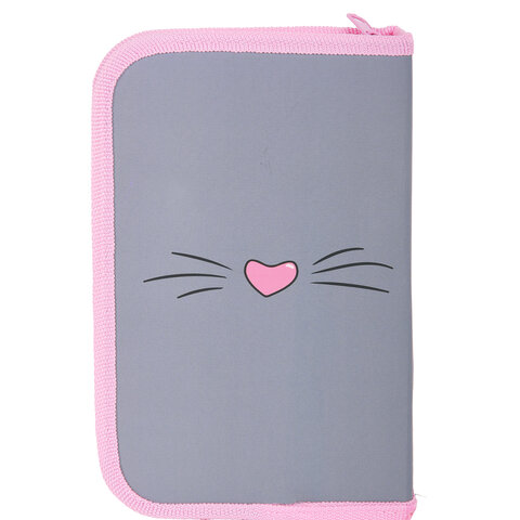 Пенал ЮНЛАНДИЯ, 1 отделение, картон с эффектом soft-touch, 19х11 см, "Sweet whiskers", 272261