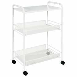 Этажерка офисно-бытовая "Ладья-33КС", 650х450х300 мм, 2 яруса + столик, металл, белая, Э 356 Б