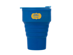 Силиконовый складной стакан «GoCup» с тампопечатью, Цвет синий индиго