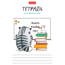 Тетрадь-словарь для записи иностранных слов А6 24л, скоба, линия, HATBER, Кот Пирожок, 089999, 24Т6В5_33041