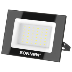 Прожектор светодиодный 30 Вт, 6500 К, 2400 Лм, IP65, 146x98x26 мм, черный, SONNEN, 238413