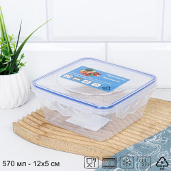 Контейнер квадратный 570 мл / 90388 /уп 18/108/ ДОП СКИДКА НА КОРОБ 3%