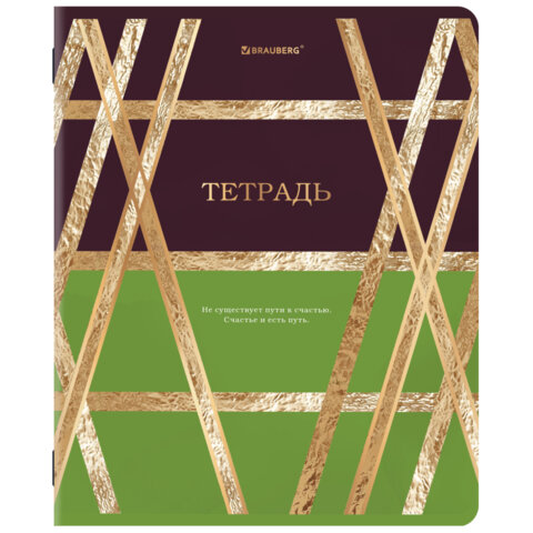 Тетради ДЭК А5 48 л. КОМПЛЕКТ 5 шт. BRAUBERG скоба, клетка, SoftTouch, фольга, GOLDY, 404925