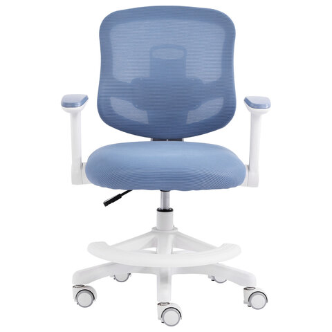 Кресло детское с подставкой для ног BRABIX KIDS "MG-215", сетка/ткань TW, голубое, 533312