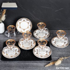 Кофейный набор 12 предметов восточная форма / QZ17 /уп 18/ с золотом