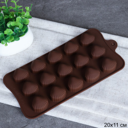 Форма для конфет мармелада и льда 15 ячеек силиконовая Ракушки / R-110 /уп 120/ 21х11х1,7см/