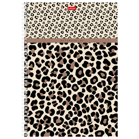 Тетрадь А4, 80 л., HATBER, гребень, клетка, тиснение, "LEO-принт" (микс в спайке), 092755, 80Т4тВ1гр