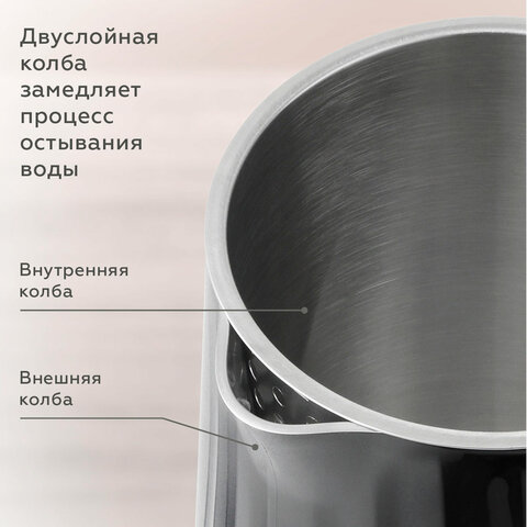 Чайник электрический с двойными стенками BQ (БИ-КЬЮ) KT1801SW, 1,7л, 2200Вт, ТЕРМОРЕГ, 86198284