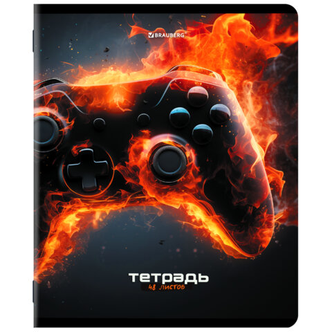 Тетради ДЭК А5 48 л. КОМПЛЕКТ 5 шт. BRAUBERG, скоба, клетка, глянцевый лак, "SPORTS", 404934