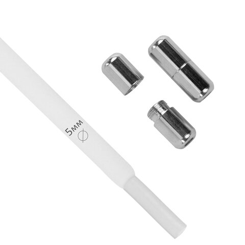 Шнурки круглые эластичные БЕЛЫЕ длина 100 см, диаметр 5 мм, 2 капсулы, цвет серебряный, SHEGRA, 701714