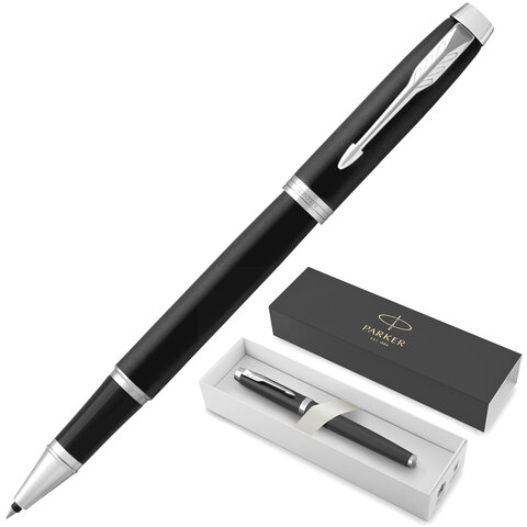 Ручка-роллер PARKER "IM Essential Muted Black CT", корпус черный матовый, хромированные детали, черная, 2143634