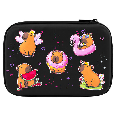 Пенал BRAUBERG KIDS большой, удобный, с откидной планкой, EVA, 22х15х4 см, "Chilling capybaras", 274607