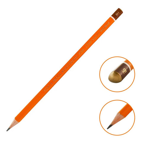 Карандаши чернографитные KOH-I-NOOR, НАБОР 12 шт., "Art" 6B-6H, без резинки, металлическая коробка, 1582012001PL