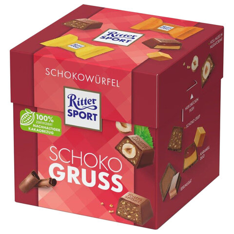 Шоколадные конфеты RITTER SPORT "SCHOKO GRUSS", набор 4 вкуса, 22 конфеты, 176 г