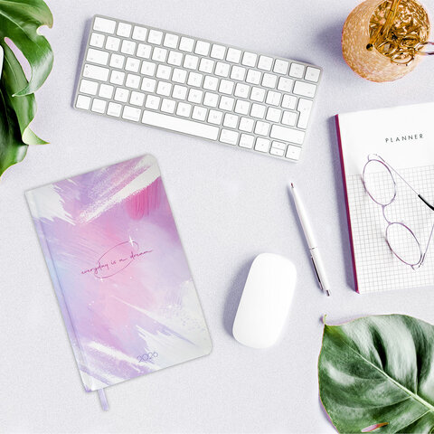 Ежедневник датированный 2026 А5 138x213 мм, BRAUBERG "Vista", под кожу твердый, "Pastel", 117458