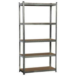 Стеллаж металлический BOOMHOUSE (БУМХАУС) безболтовой, 2000x1000x400 мм, 5 полок МДФ, серебристый, 291414