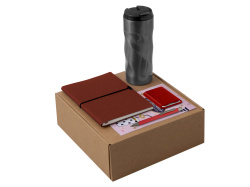 Набор «Firm» с блокнотом, ручкой и термокружкой, Цвет красный, серый