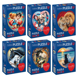 Пазл картонный 2 в 1 "ДВА СЕРДЦА" Premium, 140 + 38 элементов, ассорти, размер поля 270х280 мм, 100х110 мм, HATBER