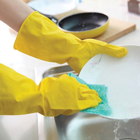 Перчатки МНОГОРАЗОВЫЕ латексные LAIMA "ПРЕМИУМ", хлопчатобумажное напыление, СВЕРХПЛОТНЫЕ, размер M (средний), желтые, вес 60 г, 600571