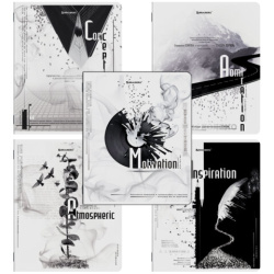 Тетради ДЭК А5 48 л. КОМПЛЕКТ 5 шт. BRAUBERG скоба, клетка, матовая ламинация, BLACK&WHITE, 404963