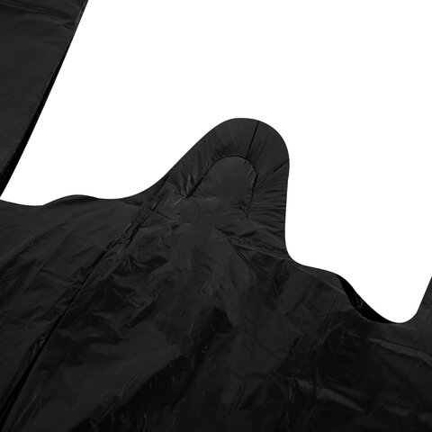 Пакет "майка" КОМПЛЕКТ 100 штук, 28+15х55, ПНД черный, 15 мкм, LAIMA, 700788