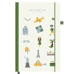 Скетчбук, слоновая кость 140 г/м2, 130х210 мм, 80 л., софт-тач, резинка, BRAUBERG ART CLASSIC, "Traveler", 117775