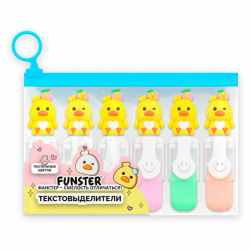 Набор текстовыделителей с топперами 6 ЦВЕТОВ ПАСТЕЛЬ, "НЕЖНЫЕ ЦЫПЛЯТА", линия 1-4мм, FUNSTER (ФАНСТЕР), 152653