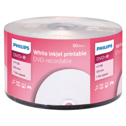 Диски DVD-R PHILIPS 4,7Гб 16x Bulk (термоусадка без шпиля) пов. для печати КОМПЛЕКТ 5, DM4I6U50F/97